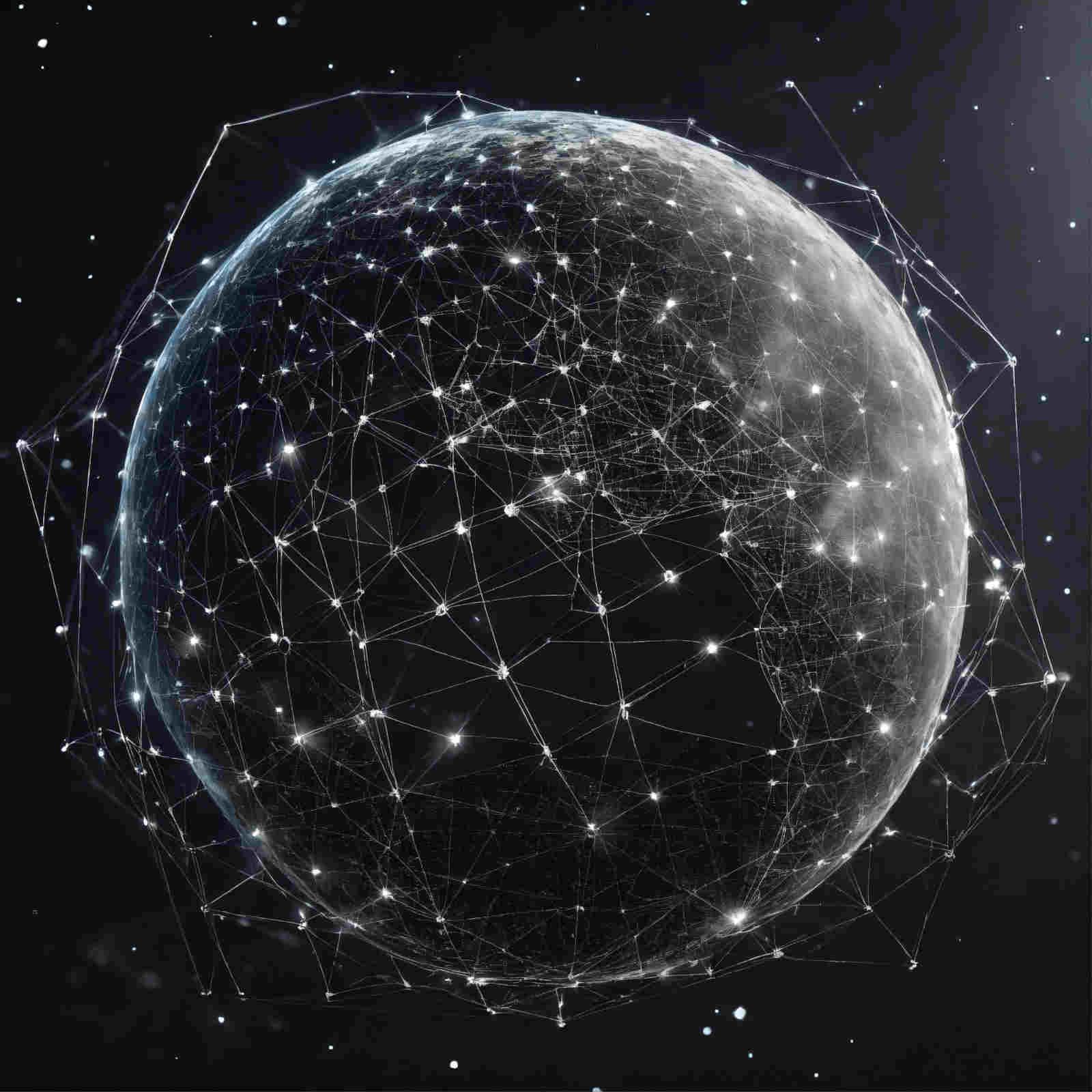 Shows a world with inter connecting dots across its surface